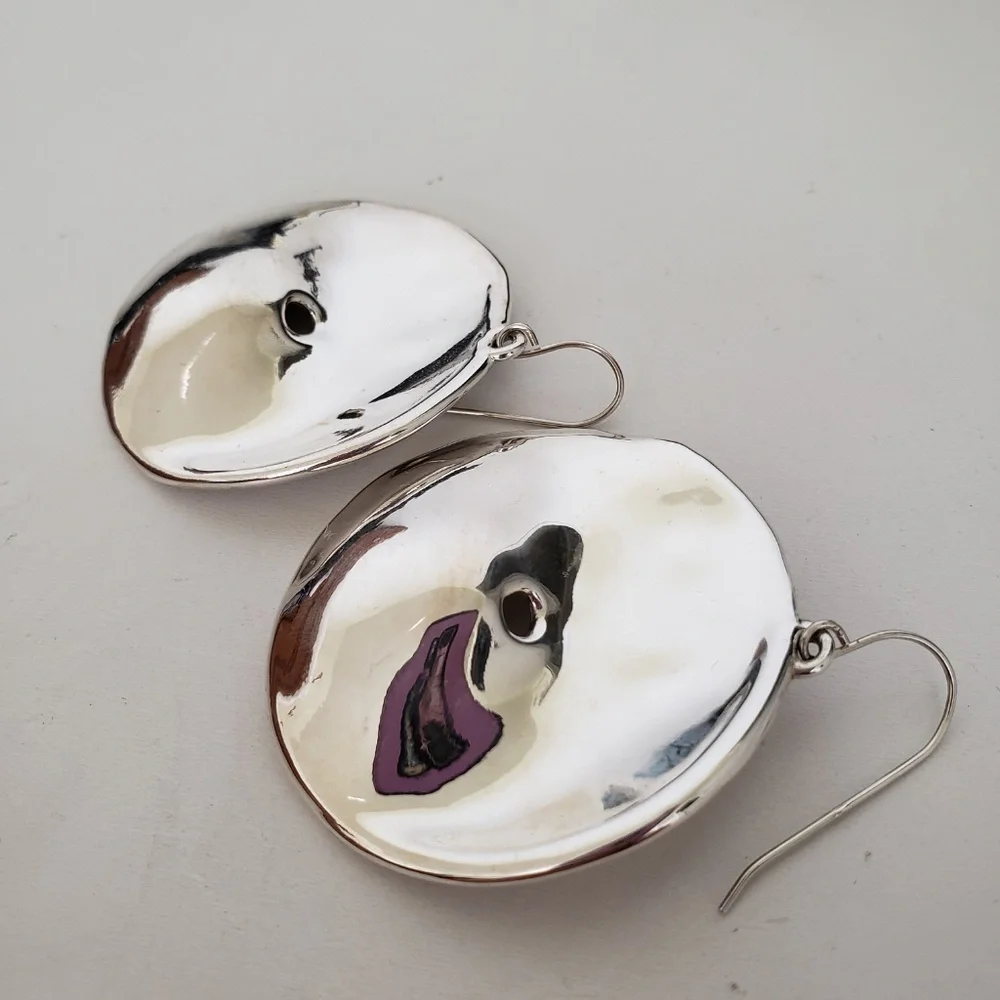E&L Israel Sterling Silver Electroform Drop Earrings - Picture 6 of 9
